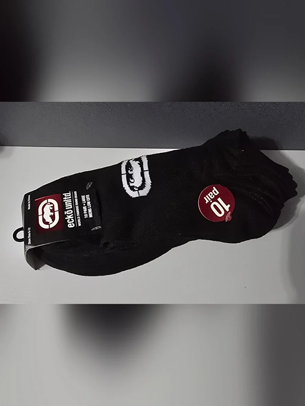 Ecko Unlimited Black Low Cut Socks 10 Pk Large Shoe Size 6-12